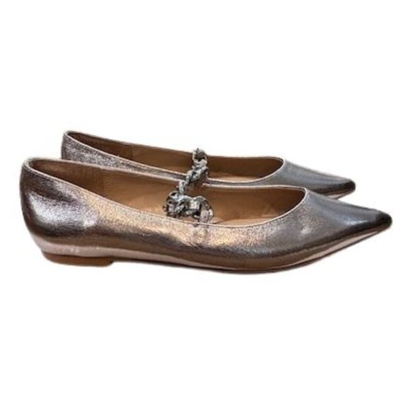 Steven New York Shoes - Steven New York “Milla” Pointed Toe Flats with Slip-Through Chain in Rose Gold
